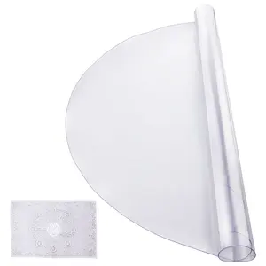 VEVOR Plastic Table Cover, 42 x 42 Inch 2.0 mm Thick Clear Table Protector, Round PVC Desk Mat, Waterproof & Easy Cleaning Desk Pad Tablecloth, for Office Dresser Dining Room Table Night Stand