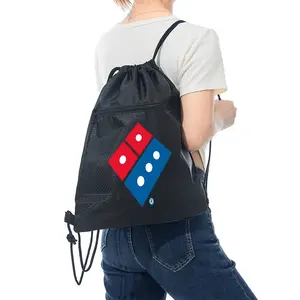 Domino Pizza Inspired Print Drawstring Backpack Bag for Casual Outdoor Sports Travel Use Perfect Gift for Food Lovers and Pizza Enthusiasts Ideal for Christmas Birthday Thanksgiving and New Year Holiday Presents