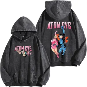 Superstyle Limited Atome Eve x Mark Grayson Invincible War Washed Hoodie Comic Double Printed Oversize Lightweight Acid Washed Tee TV Series Graphic Tee T-Shirt