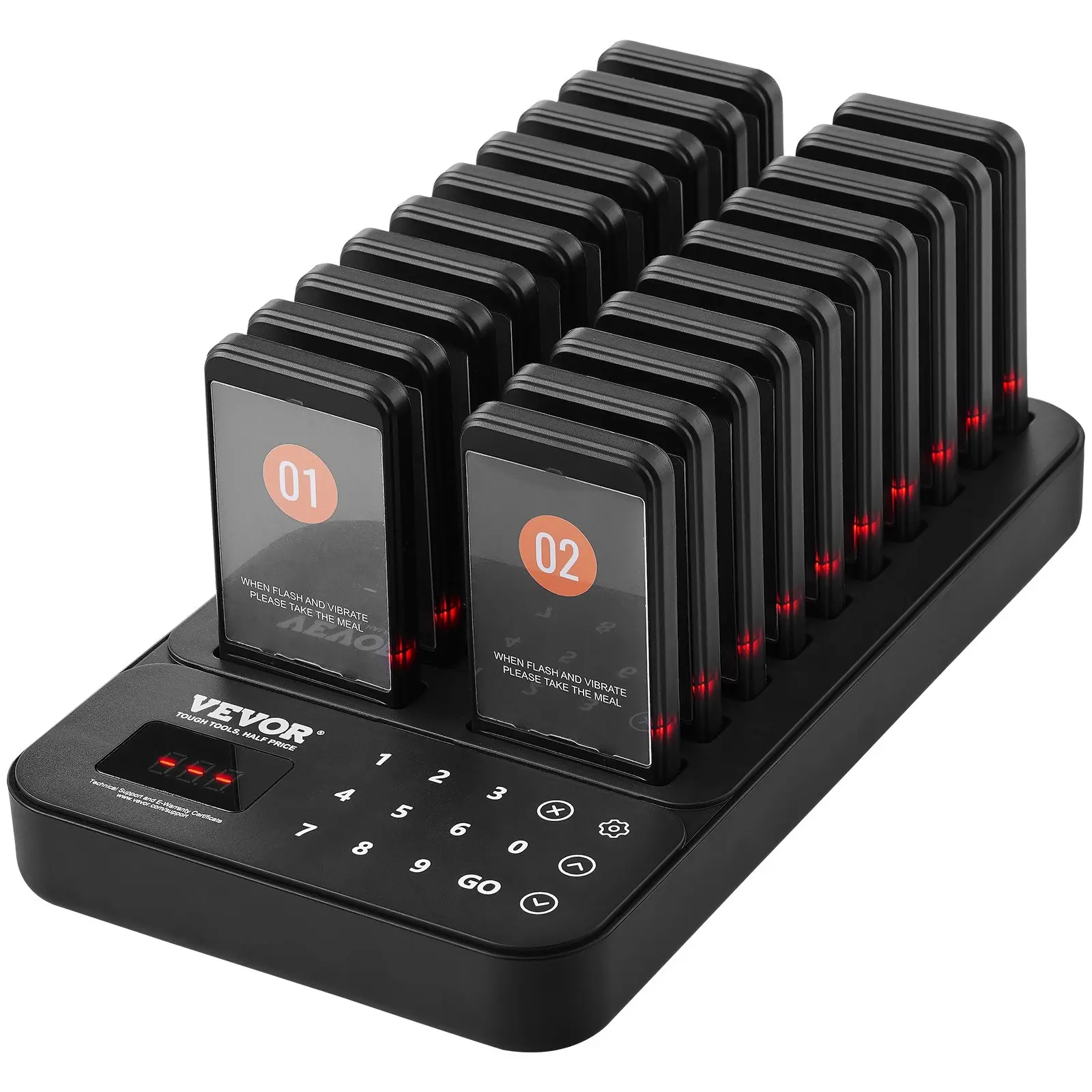 【Summerfinds】 VEVOR Restaurant Pager System, Wireless 400m Long Range Lineup Waiting Queue Signal, Guest Customer Calling Beepers with Vibration Flashing, 20 Buzzers for Food Truck, Church, Nursery, Hospitaldealsforyoudays