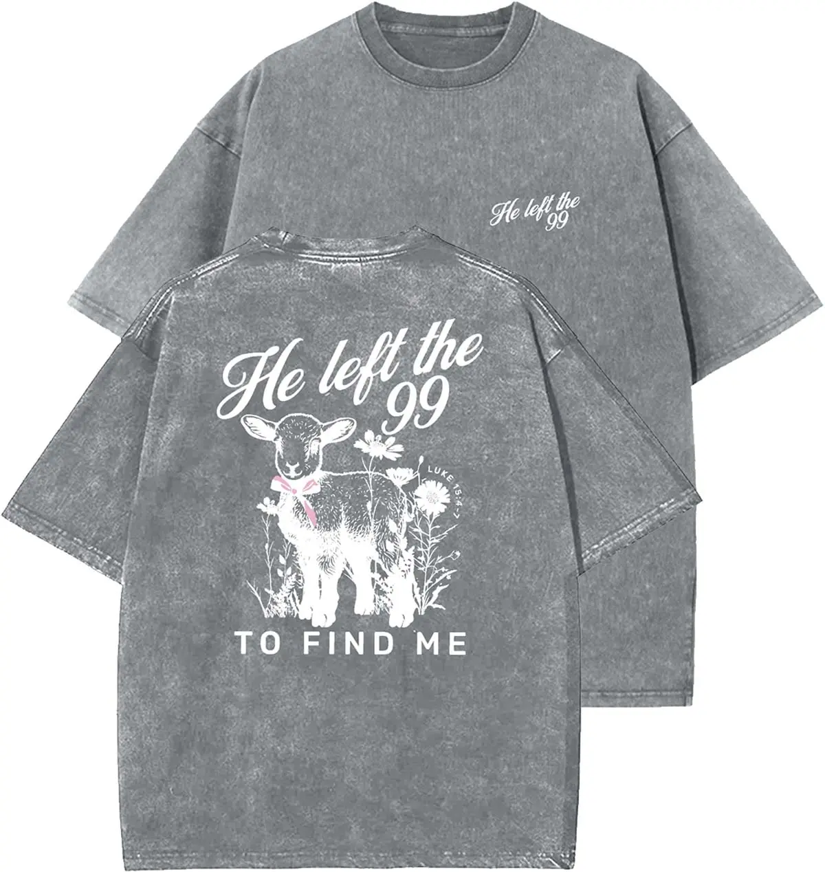 He Left The 99 To Find Me Unisex Washed T-Shirt, Christian t shirts, Vintage 90s Graphic Tee, Gift Top Womenswear Cotton Mineral Color
