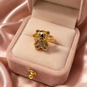 14K Gold Plated Teddy Bear Ring | Adjustable Ring