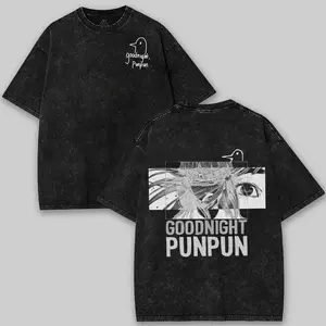 Retro Limited Goodnight Punpun Anime Double Printed Lightweight Acid Washed Tee anime lover, anime merch Casual Cotton vintage anime streetwear 9IS VNZ