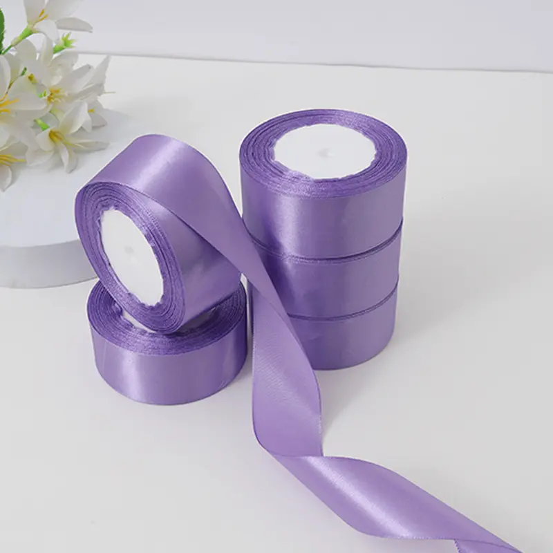 5 rolls of violet silk 4cm ribbon
