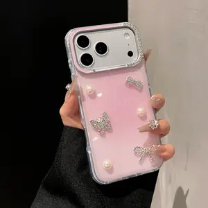 Fashionable Round-Edge Gradient Glitter Phone Case For iPhone 17 16 15 14 13 12 11 Pro Max Plus Shockproof Protective Case