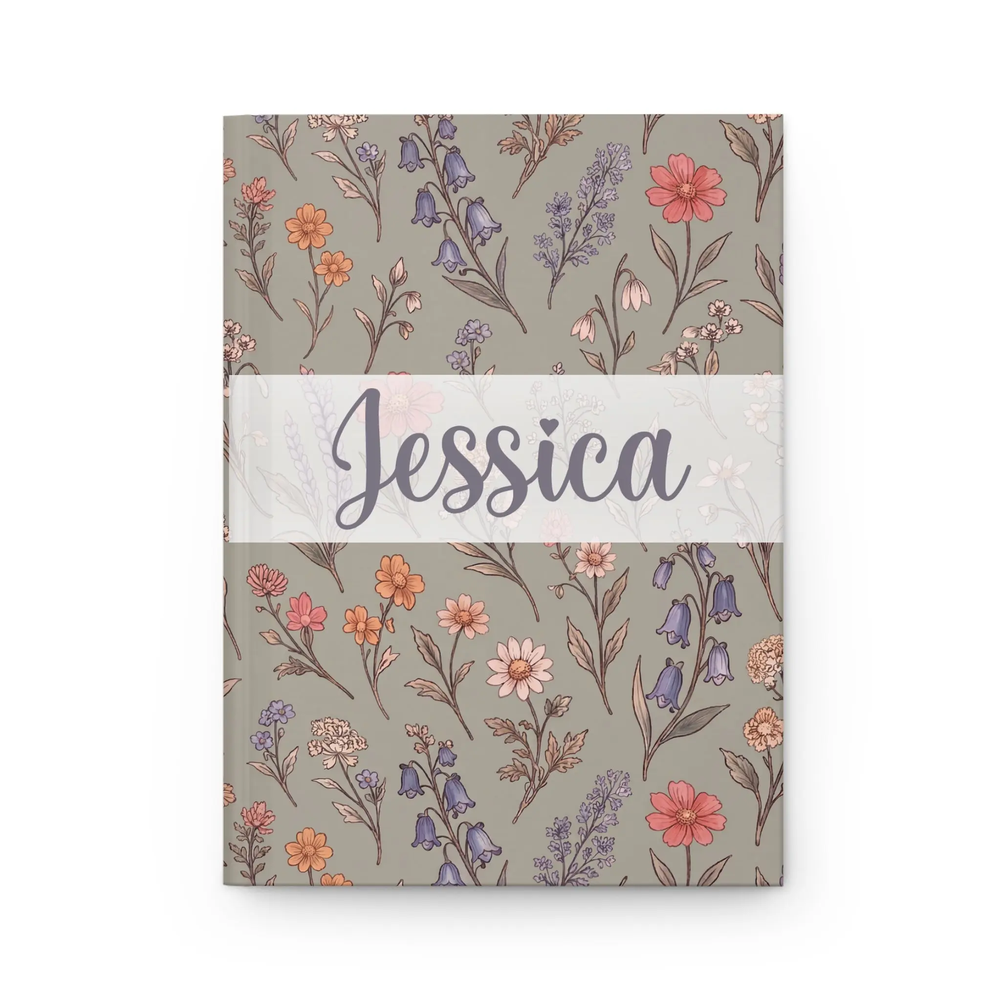 Custom Name Journal with "Spring Has Sprung In Morning Mist" Design, Custom Graphic, Floral Design, Nature-Themed Imagery, Personalized Message Notebook, Custom Graphic Notebooks, Floral Design Notebooks