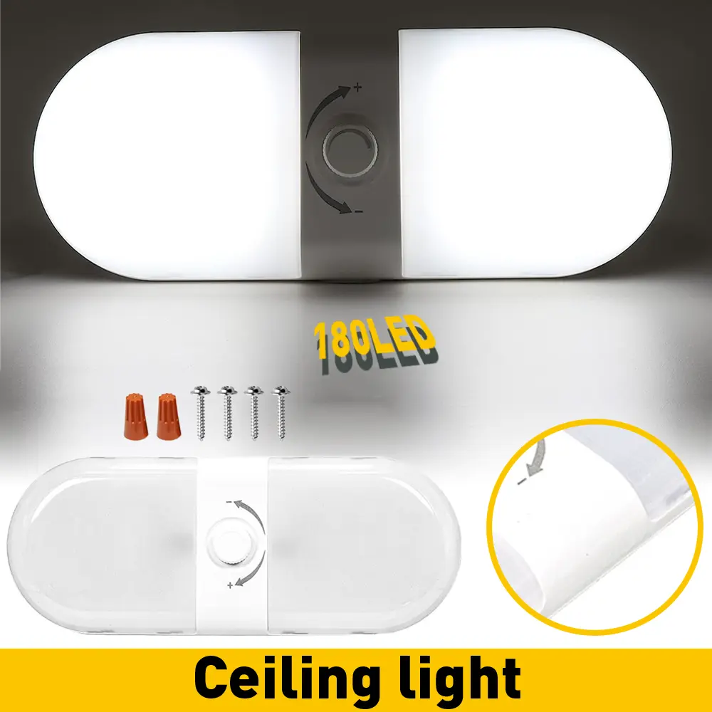 LED 12V Interior Ceiling RV Dome Light Fixtures Camper Trailer Double Boat Dome
