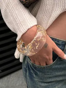 Vintage Wide Bangle for Women, Resin Bangle Bracelet, Fashion Jewelry for Party, Daily Clothing Decor, Fashionable Jewelry, Trendy All-match & Exquisite Jewelry for Birthday Gift