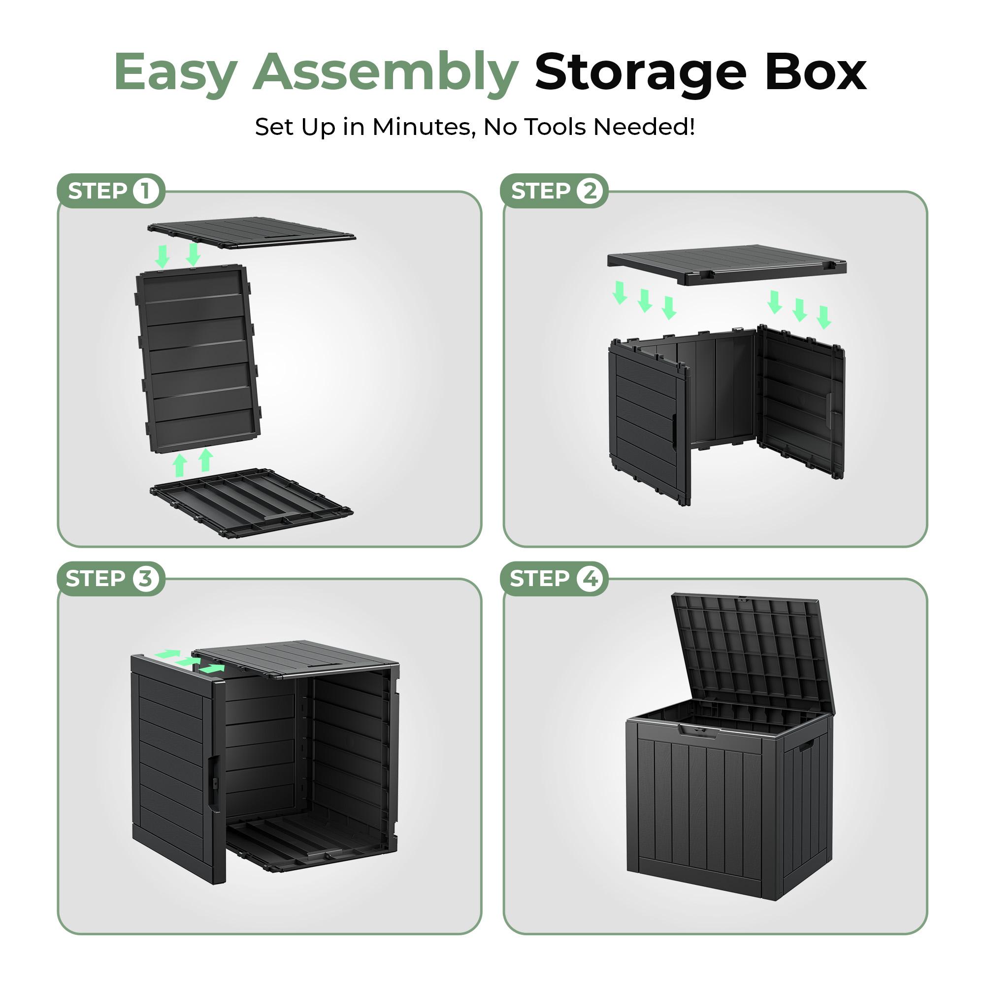 31 Gallon Deck Box Resin Outdoor Storage Waterproof UV Resistant Lightweight Storage Box for Garden Tools Pool Supplies RIWENGO