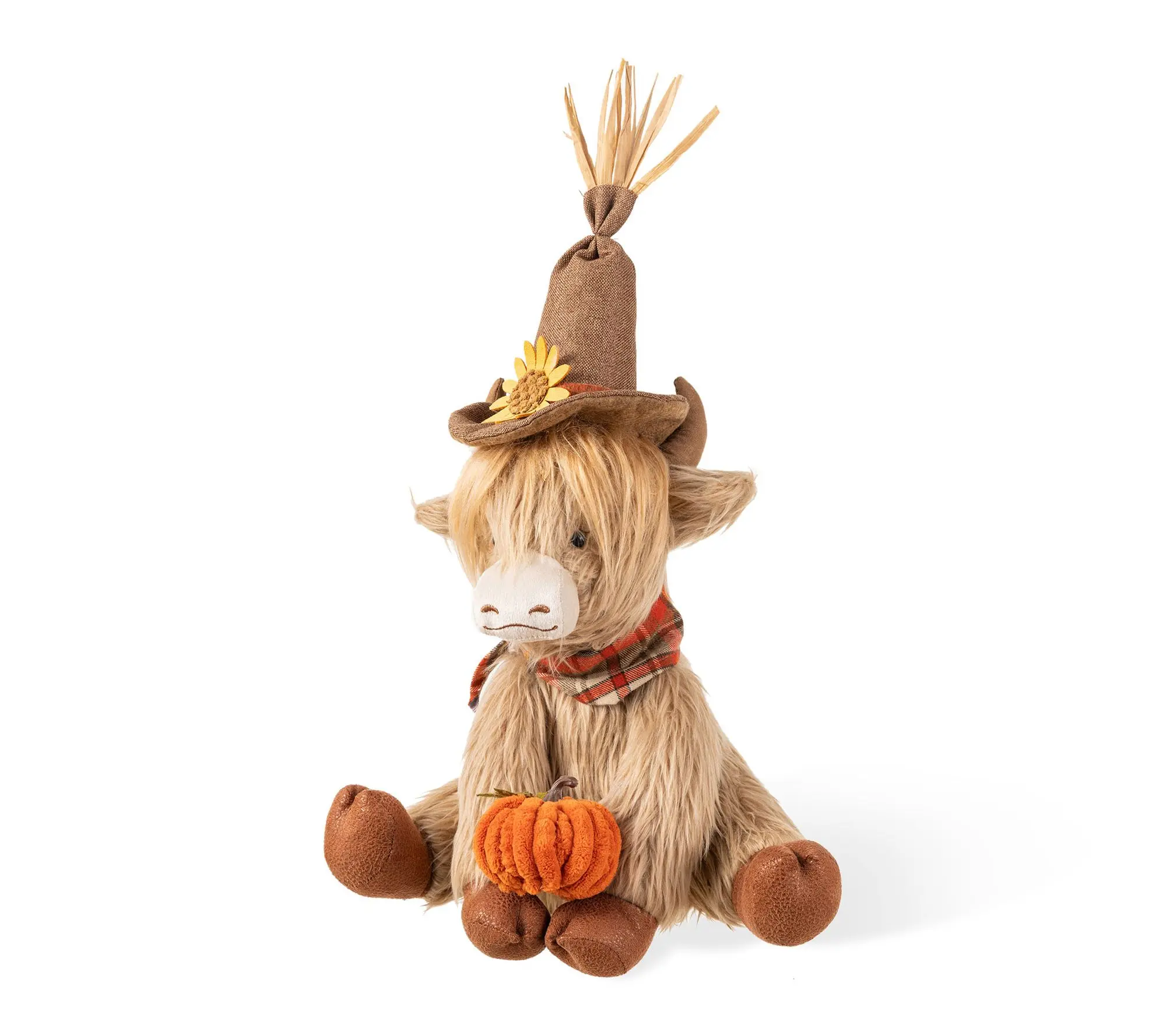 Glitzhome 17.75"H Fall Fabric Highland Cow Shelf Sitter