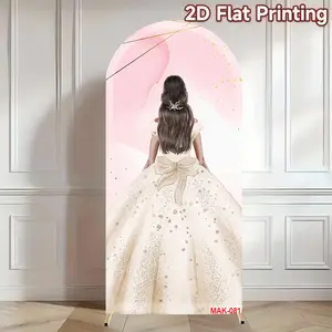 Quinceanera Princess Dress Backdrop Arch Cover for 15th Birthday Girl Party Sweet Celebration Decoration Elastic Double-Sided Spandex Fabric