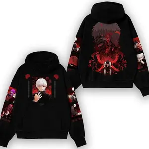 Tokyo Ghoul Anime Hoodie – Ken Kaneki Blood Design Sweatshirt – Dark Red and Black Graphic – Tokyo Ghoul Fans Apparel – Unisex Streetwear