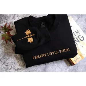 EMBROIDERED Violent Little Thing Sweatshirt - Unisex - Fourth Wing - Basgiath War College - Dark Academia, Xaden Riorson Sweater, Iron Flame