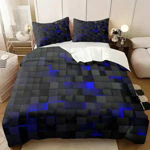 Neon Cyberpunk City Duvet Cover Sets,Includes 1 Duvet Cover & 1-2 Pillowcases,Futuristic Tech Grid Print Bedding Sets,Soft Breathable Cyber Aesthetic Bedding for Gamer Bedroom,Dorm & Apartment,Perfect Gift for Cyberpunk Culture Fans
