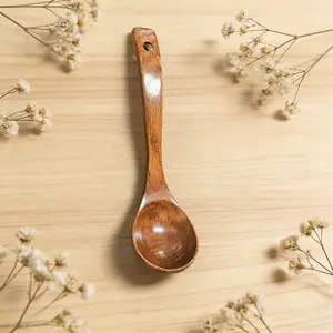 Japanese Retro Wooden Spoon, Unpainted Long Handle Deepened Soup Spoon, Kitchen Serving Spoon, Heat Resistant Wood Spoon