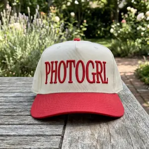 PHOTOGRL Two-Tone Baseball Cap, Embroidered Hat, Trendy Custom Hat