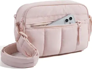 Five-season home crossbody purse, mini crossbody bags for women travel purse, puffy shoulder handbag wallet with RFID blocking slots, baby pink small crossbody bags for women Fashionable Patterned Bag