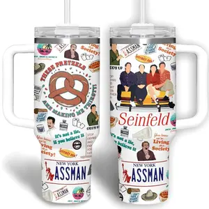 Seinfeld Movies Custom Cup 40oz Tumbler With Handle, Movie Series 40oz Tumbler, Funny Movie 40oz Flask Tumbler Travel Cup