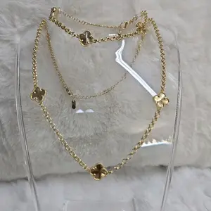 # 0212 Set dorado de flor talla 16 cadena y bracelete oro laminado 14k Alta calidad