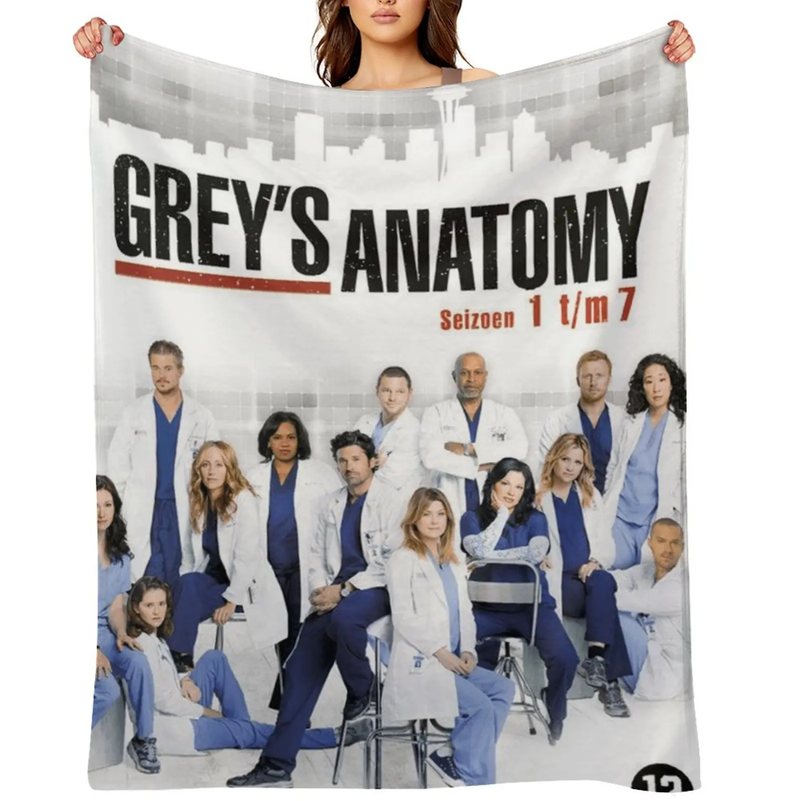 Greys Anatomy Soft Cozy Flannel Blanket - Multifunctional, Wrinkle-Resistant, Portable Soft Fluffy Warm Napping Throw for Home, Gifting | D910-506, Multifunctional Blanket