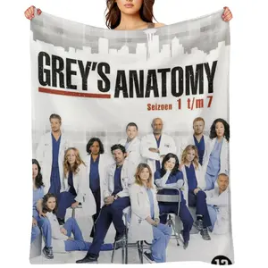 Grey's Anatomy Soft Cozy  Pattern Flannel Blanket Versatile, and Warm for Nap Office School Retro Home Picnic Travel and Gift BlanketsD910-506