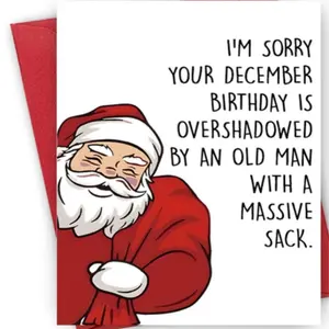 Funny Christmas Birthday Card Set, Includes Envelope, Perfect Gift for Dad, Humorous Design for December Birthdays, Festive Season Greetings