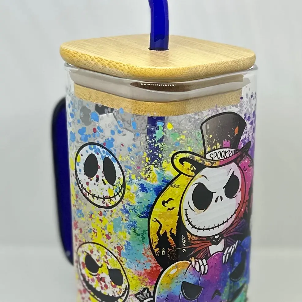 17oz square drinking glass with handle