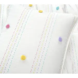 Lush Decor Rainbow Pom Pom And Stripes Quilt