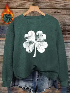 Women's Saint Patrick's Day Fitted Long Sleeve Graphic Sweater Top, Casual Round Neck Pullover for Fall & Winter, Soft and Warm Holiday Wear, Sweatshirts, Womenswear