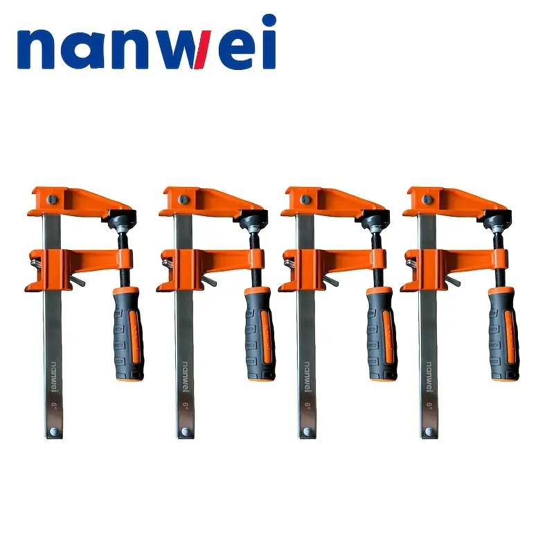 4-Pack Medium-Duty Tools Kit Set, 6-in Bar Clamps with 300 lbs Cap., 2.5-in Throat & Quick Grip Sliding Trigger for Woodworking, Metalworking