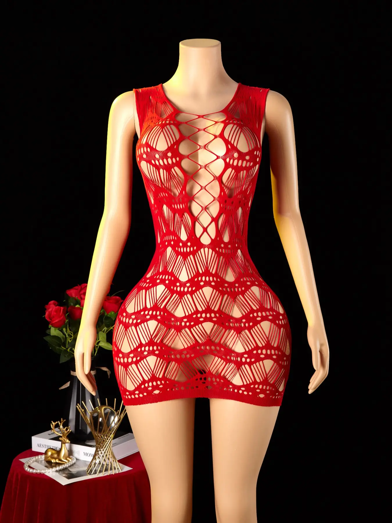 Sexy Mesh Bodycon Short Dress, Ultra-Elastic Transparent Lingerie Set, Women's Alluring Fishnet Skirt, Perfect for Intimate Moments & Edm Parties