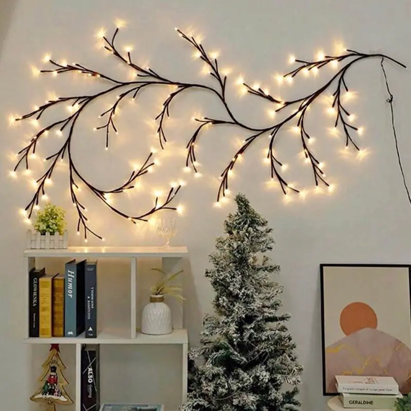 1) 6 Ft Halloween Willow Vine Twig Decor Garland for decor  2) Christmas Tree Topper Star, 10-inch Rustic Brown Rattan Natural Warm Lights 6 hours, Seasonal Decoration for Festive Christmas Home Indoor Ornament  Required 3 AA batteries ( not included)