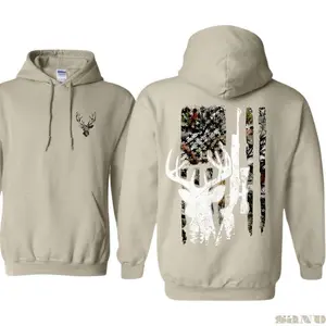 Deer Flag Hunting Hoodie – Patriotic Camo Forest Design with Rifle & Buck Silhouette – For Hunters, Outdoorsmen & Fall Adventures – Trending Unisex Gear, tiktok shop store - KitchenEra