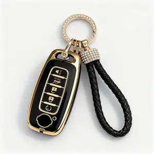 Key Fob Cover for Nissan - 5 Buttons Soft TPU Key Fob Case for 2023 2024 Pathfinder Rogue Versa Kicks 2025 Sentra Patrol Armada Full Protection Smart Remote Key Shells