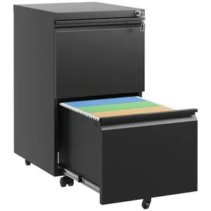 2-Drawer Mobile File Cabinet with Lock - Under Desk Metal Filing Cabinet