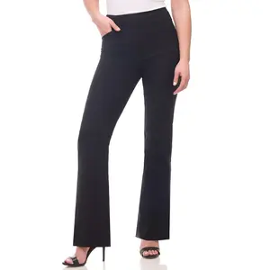 Rekkuna Women's Pull-On Bootcut Pants – Mid-Rise Stretch Career Pants with Real Front Pockets and Flattering Fit - Black, Small