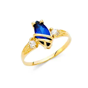 Lady's 14 Karat Fashion CZ Ring Size 7 Style: 3 Stone Color: Yellow