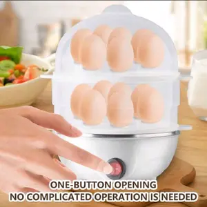 ISRBV Automatic Egg Cooker With Auto-Shutoff Function Double-Layer 3D Heating Multi-Functional Egg Cooker Stainless Steel 110V-10V US Plug PP Material No Battery Required Healthy Breakfast Essential Kitchen Gadget For Perfectly Cooked Eggs