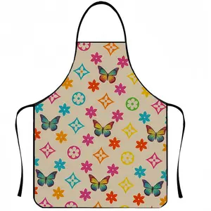 Vibrant Flower Butterfly Print Cooking Apron,1 Count Polyester Apron for Women,Gift for Daughter&Mother&Wife&GF,Mother's Day Gift,Cool  Summer Kitchen Apron,Nails Design Tool,﻿Kitchen Essential,Nail Tech