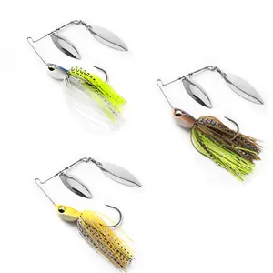Spinner Baits Fishing Lures Kit, Hard Metal Buzz Bait Jigs Colorado Willow Leaf Spinnerbait Blades Swimbaits Fishing Tackle Spinner Bait for Bass Pike Trout Salmon Fishing