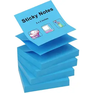 400 Sheets Pop-up Sticky Notes, 3 x 3 Inches, 4 Pads Bright Color Self-Stick Notes, 100 Sheets/Pad, Blue