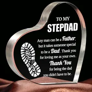 Step Dad Gifts from Father Day Gifts Daughter Son, 3.9x3.9 inch Acrylic Keepsake, Best Christmas Birthday Gifts for Stepfather, Father Day Gifts for Step