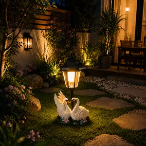 Solar waterproof heart swan light—outdoor decorative ornament for courtyard/patio/lawn with maximum ambiance