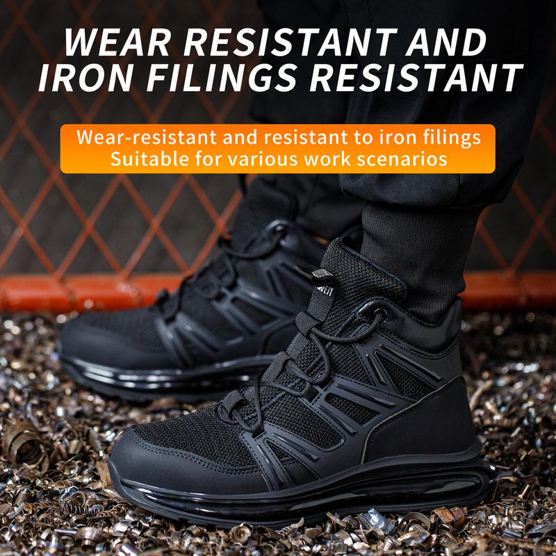 Men's Safety Boots Anti-Smash Steel Toe Anti-Puncture Kevlar Air Cushion Soft Sole Outdoor Construction Safety Boots Factory Work Shoes Autumn Winter Style