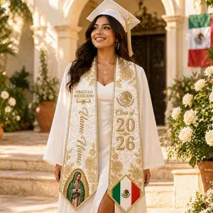 Personalized Mexican Graduation Stole 2026, Virgen de Guadalupe Catholic Sash, Orgullo Mexicano Senior Gift