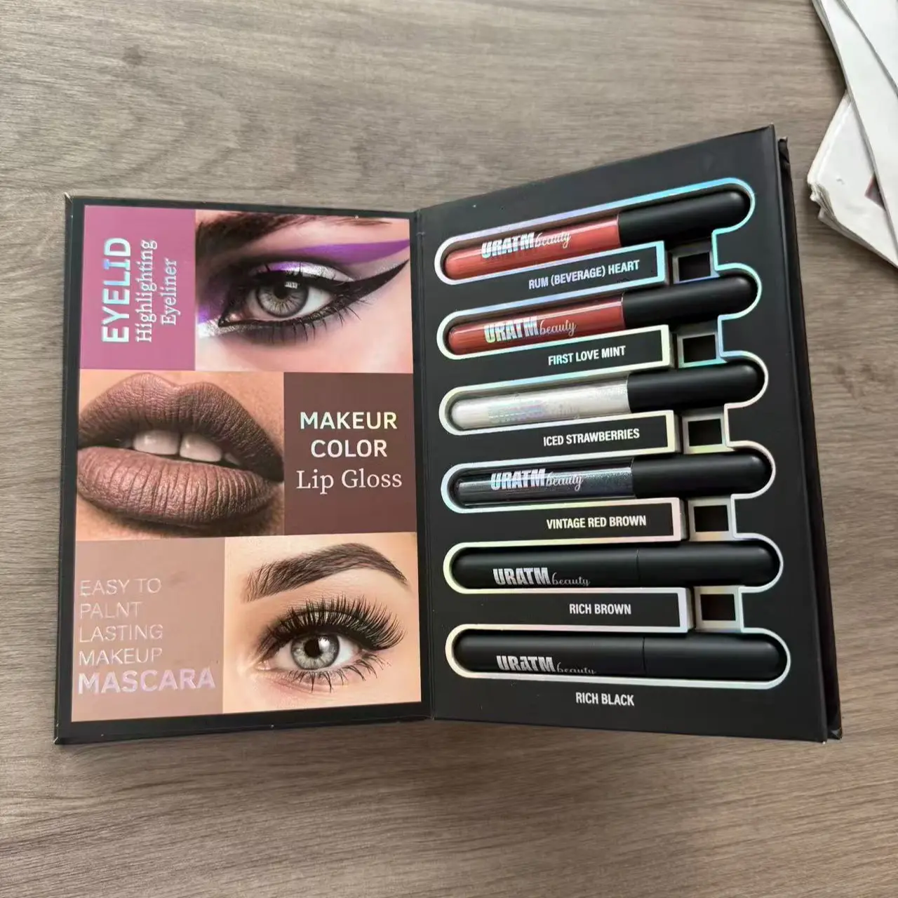 3-Layer All-In-1 Flawless Cosmetic Book Palette - Eyeshadow Makeup, Glossy Lip Gloss, Mascara, Glitter Shimmer Face Makeup Set, Multifunctional Transition Palette Perfect for Gifting or Personal Use Highly Pigmented Shades