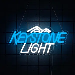 Keystone Light  Beer Neon Sign for Wall Decor LED Neon Bar Signs for Home Bar Decoration USB Powered Light up Business Signs for Beer Bar Man Cave Pub Store Restaurant Birthday Led Neon Lights