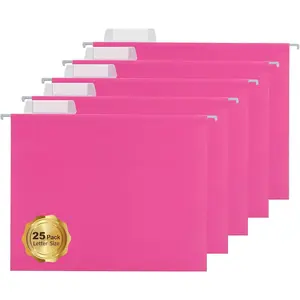 25 Packs Hanging File Folders Pink,Letter Size 8.5x11,Hanging File Folders with 1/5cut Tabs,File Folders for Filing Cabinet with Tabs,Designed for Bulky Files,Ideal Office,School Classroom