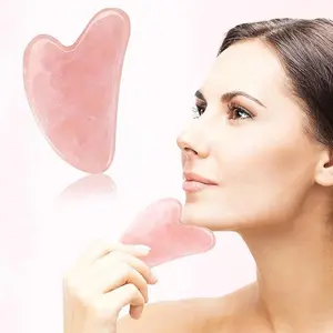 Gua Sha Facial Tool,Guasha Tool for Face,Facial and Body Massager,Natural Stones Rose Quartz,Scraping and SPA Acupuncture Therapy to Lift,Decrease Puffiness and Tighten.(Pink)