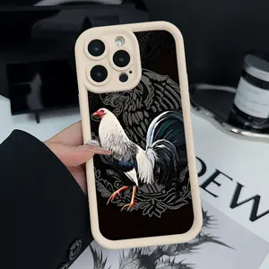 Majestic Rooster Pattern Man's Phone Case for iPhone 16 15 14 Pro Max 13 12 11 XR XS Plus Shockproof Drop Protection Rugged Durable Silicone Cover Cellphone Protective Smartphone Casing